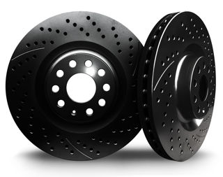 Picture of 1974 land rover range rover chromebrakes drilled and slotted black front rotor